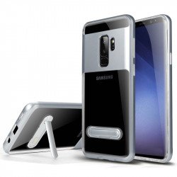 Galaxy S9 Clear Armor Bumper Kickstand Case (Silver)
